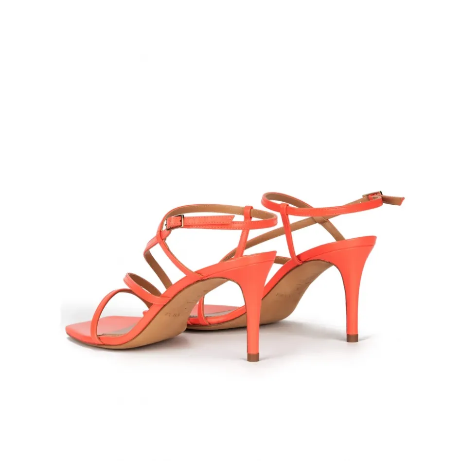Marinique Sandales à talons moyens en cuir rose corail