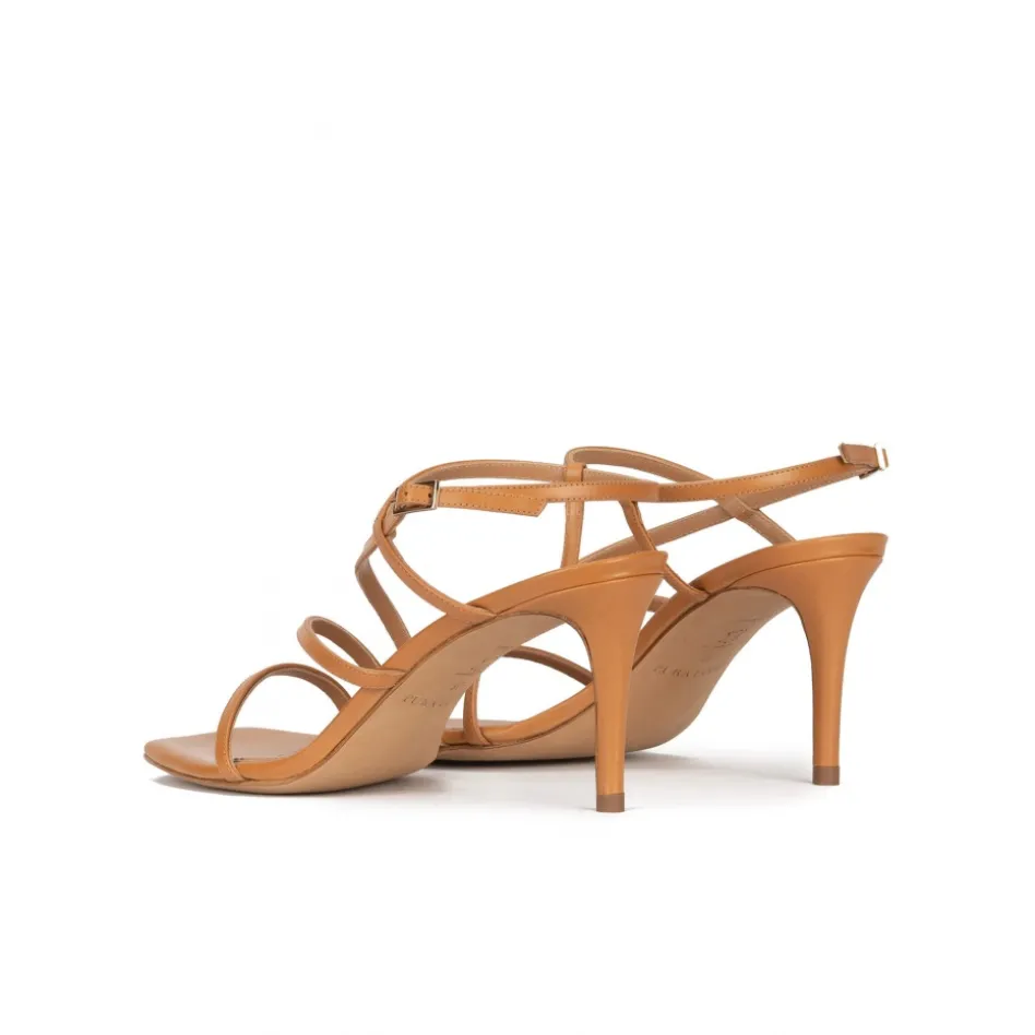 Marinique Sandales à talons moyens en cuir camel