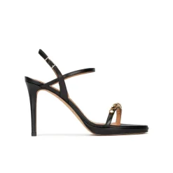 Marquel Sandales en cuir noir à cristaux