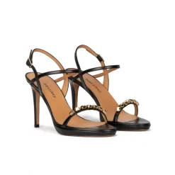Marquel Sandales en cuir noir à cristaux