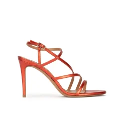 Marquesa Sandales à talons hauts en cuir métallisé corail