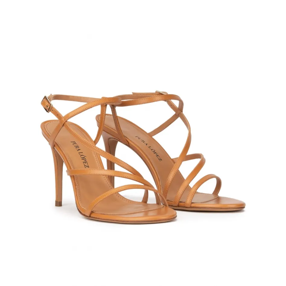 Marquesa Sandales à talons hauts en cuir camel