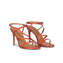 Marquesa Sandales à talons hauts en cuir métallisé corail