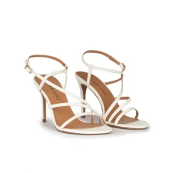 Marquesa Sandales à talons hauts en cuir blanc cassé