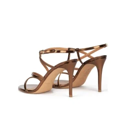 Marquesa Sandales à talons hauts en cuir métallisé bronze