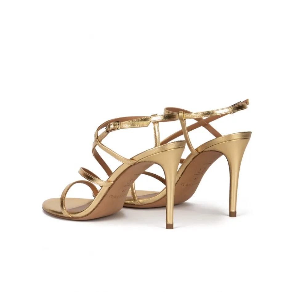 Marquesa Sandales à talons hauts en cuir métallisé doré