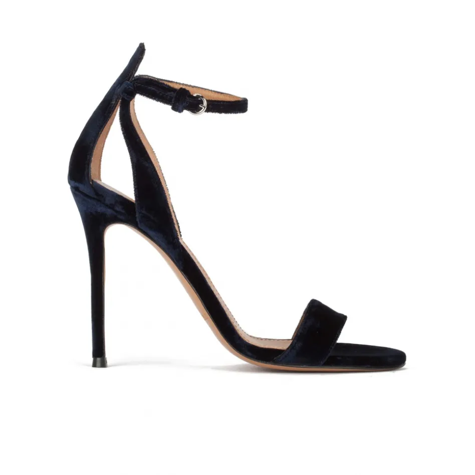 Martina Sandales à talons hauts en velours bleu marine