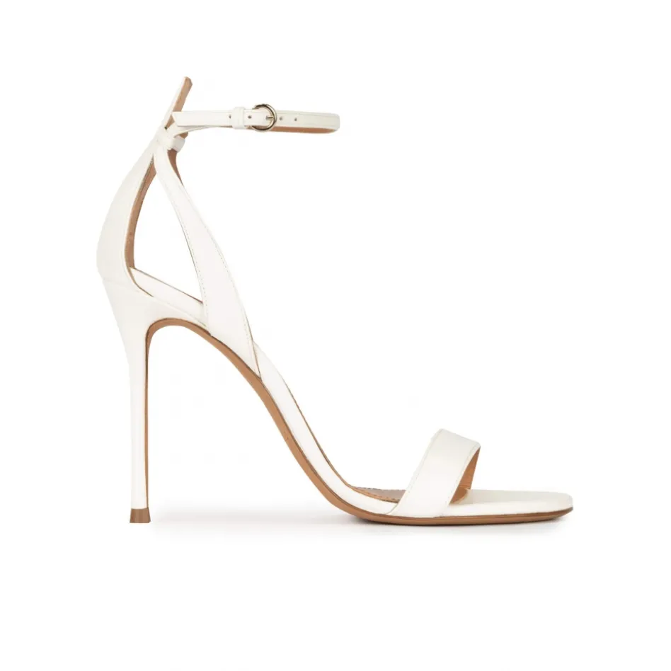 Martina Sandales à talons hauts en cuir blanc cassé