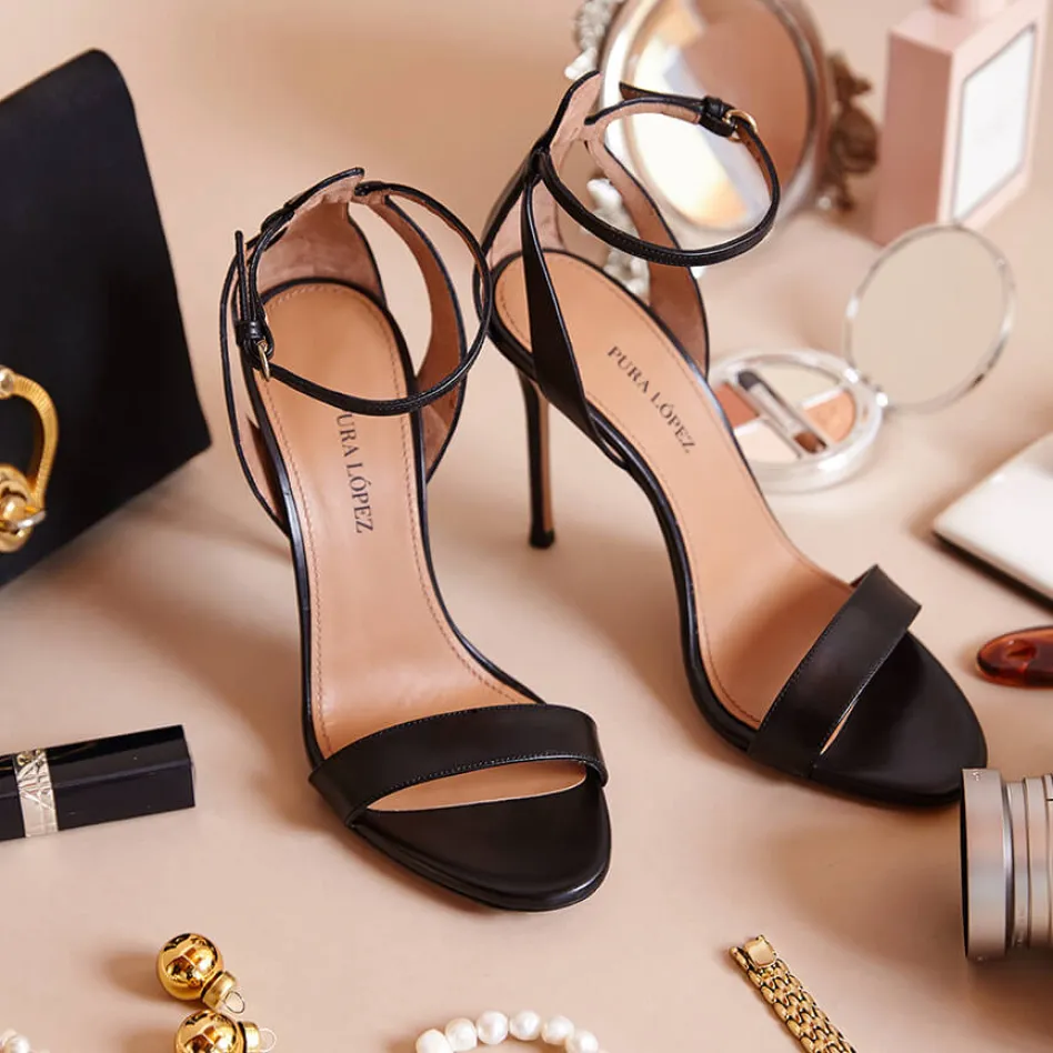 Martina Sandales à talons hauts en cuir noir