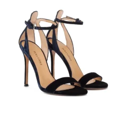 Martina Sandales à talons hauts en velours bleu marine