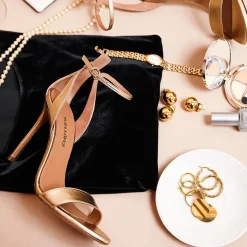 Martina Sandales à talons hauts en cuir métallisé doré
