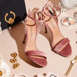 Martina Sandales à talons hauts en velours nude