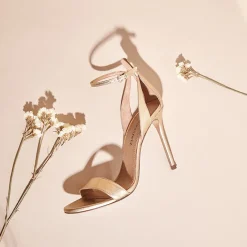 Martina Sandales à talons hauts en cuir métallisé doré