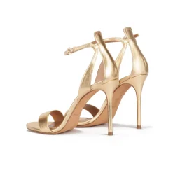 Martina Sandales à talons hauts en cuir métallisé doré