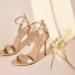 Martina Sandales à talons hauts en cuir métallisé doré