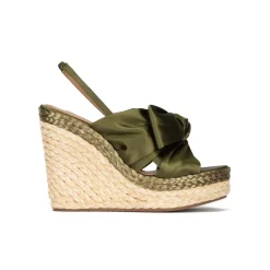 Miquela Sandales compensées en satin vert kaki