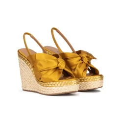 Miquela Sandales compensées en satin jaune moutarde