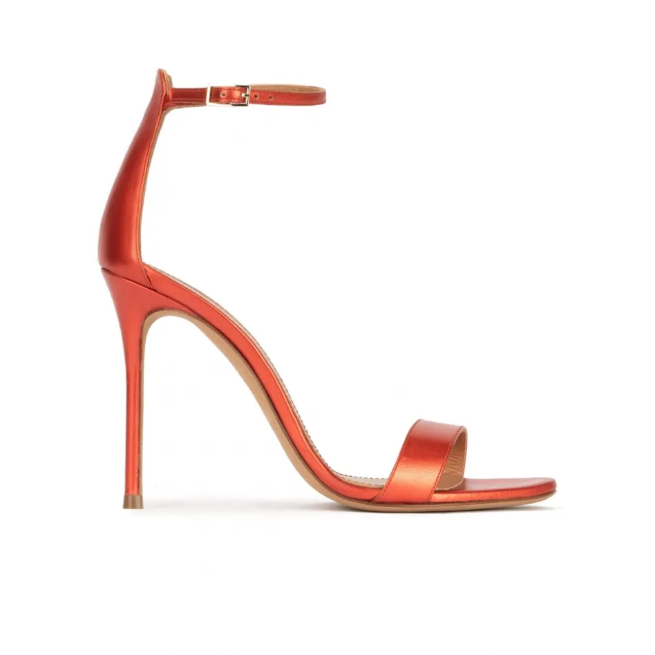 Monique Sandales à talons hauts en cuir métallisé rose corail