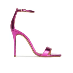Monique Sandales à talons hauts en cuir métallisé fuchsia