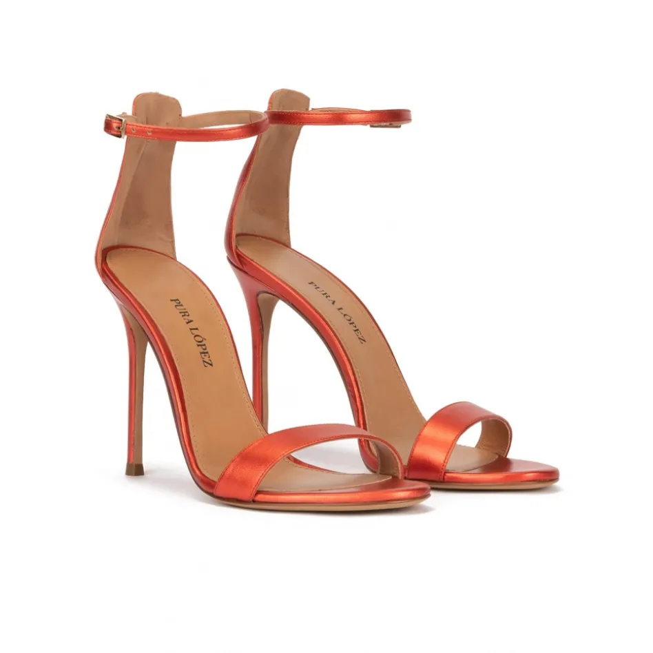 Monique Sandales à talons hauts en cuir métallisé rose corail