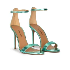 Monique Sandales à talons hauts en cuir métallisé vert d'eau