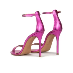 Monique Sandales à talons hauts en cuir métallisé fuchsia