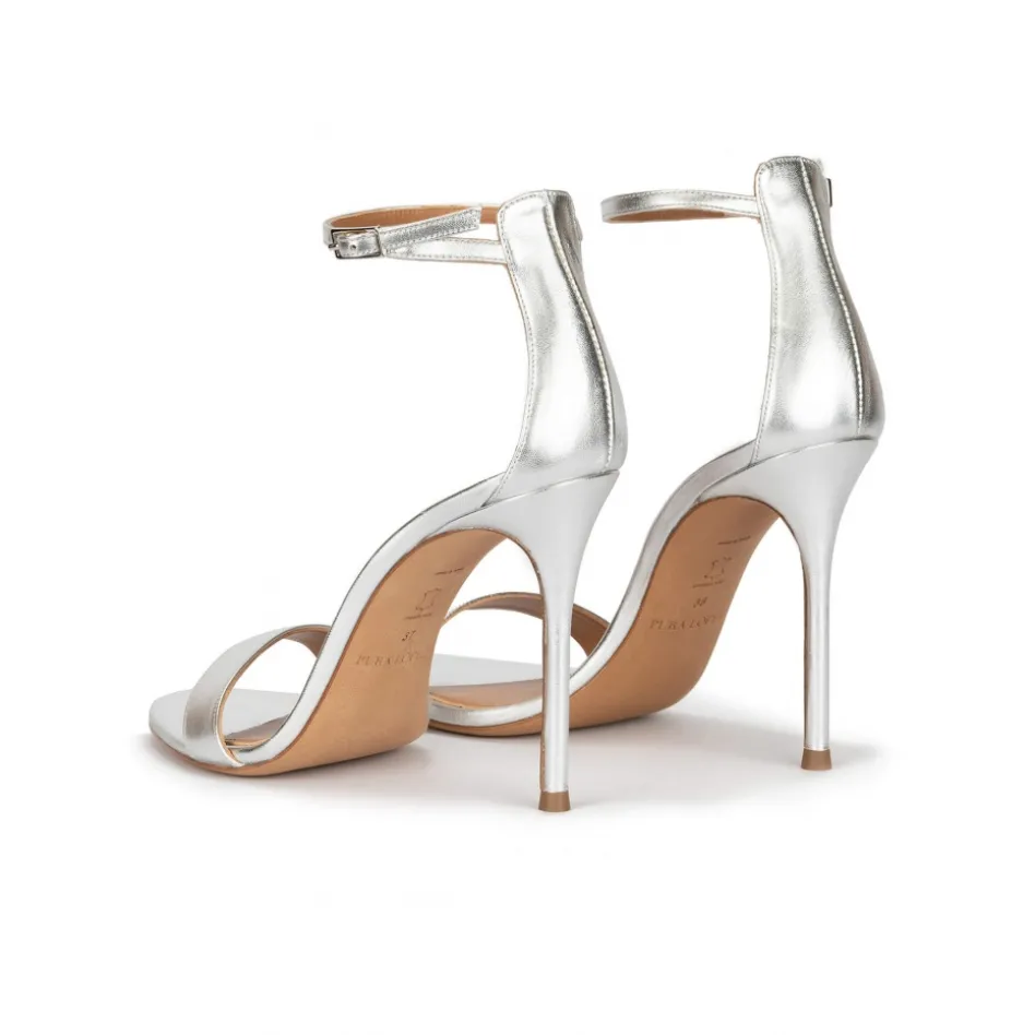 Monique Sandales à talons hauts en cuir métallisé argenté