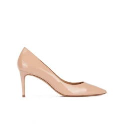 Oana Escarpins à talons moyens en cuir verni nude