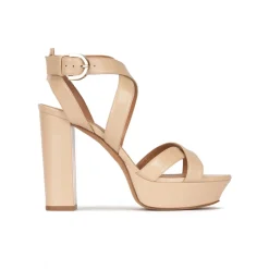 Olaya Sandales plates-formes en cuir beige
