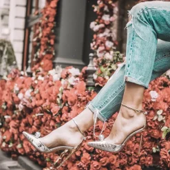 Olympia Escarpins à talons hauts en cuir métallisé à perles synthétiques