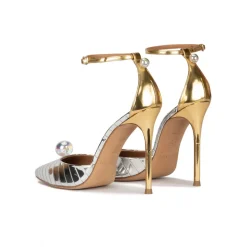 Olympia Escarpins à talons hauts en cuir métallisé à perles synthétiques