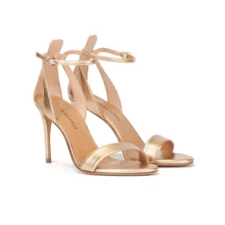 Omaira Sandales à talons hauts en cuir métallisé doré