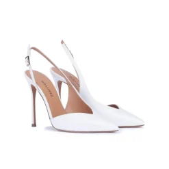Omeya Escarpins à brides en cuir blanc