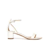 Oneida Sandales à talon moyen en cuir blanc cassé