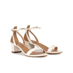 Oneida Sandales à talon moyen en cuir blanc cassé