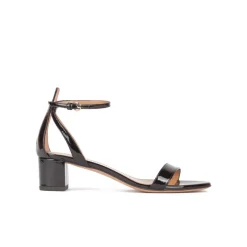 Oneida Sandales de talon moyen large en cuir verni noir