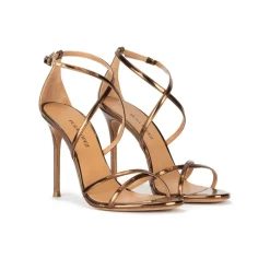 Oria Sandales à talons hauts en cuir métallisé bronze