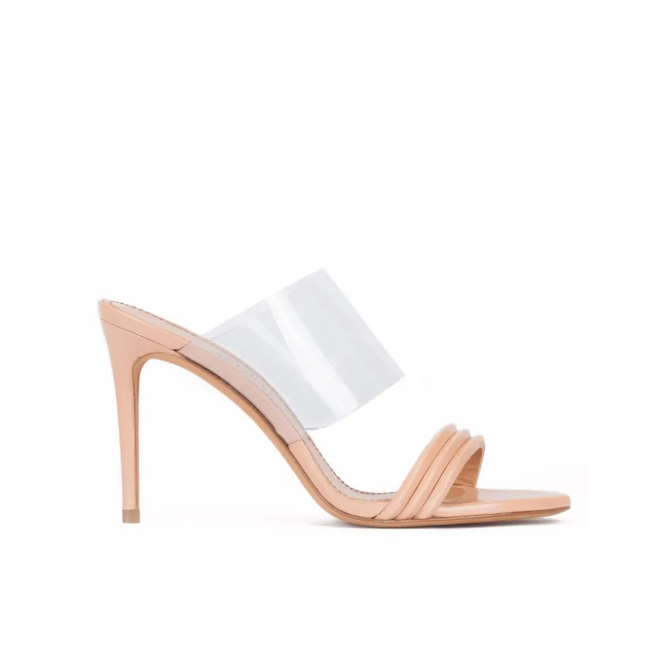 Osana Sandales à talons hauts en cuir nude et vinyle