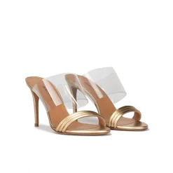 Osana Sandales à talons hauts en cuir doré et vinyle
