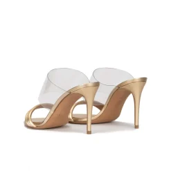 Osana Sandales à talons hauts en cuir doré et vinyle