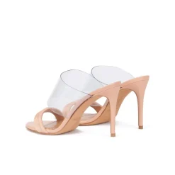 Osana Sandales à talons hauts en cuir nude et vinyle