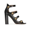 Oslo Sandales à talons hauts en cuir noir à boutons