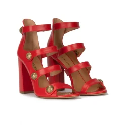 Oslo Sandales à talons hauts en cuir rouge à boutons