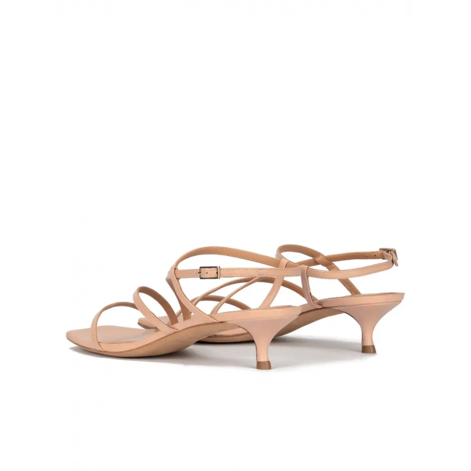 Quebec Sandales à talons moyens en cuir nude