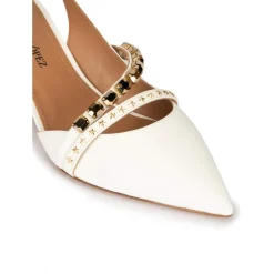 Queila Escarpins à brides en cuir blanc cassé