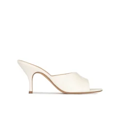 Quentin Mules à talons moyens en cuir blanc cassé