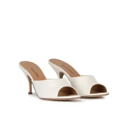 Quentin Mules à talons moyens en cuir blanc cassé