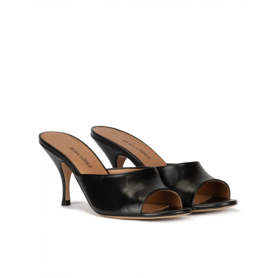Quentin Mules à talons moyens en cuir noir