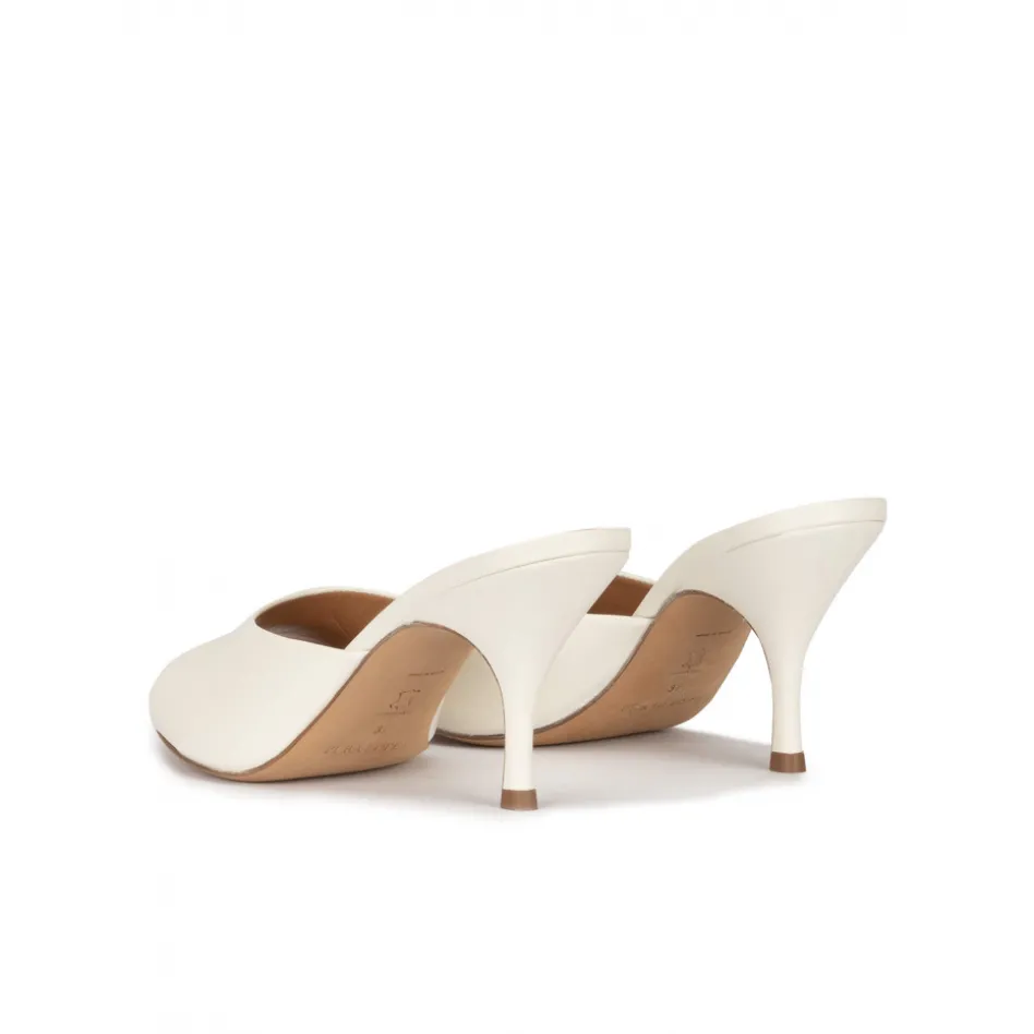 Quentin Mules à talons moyens en cuir blanc cassé