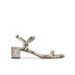 Queralt Sandales de talon moyen large en peau avec effet serpent
